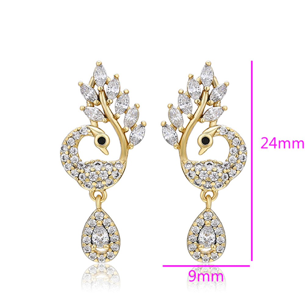 Pendientes de Aleación Bañado en Oro con Cristal Emporia® Blanco 2 