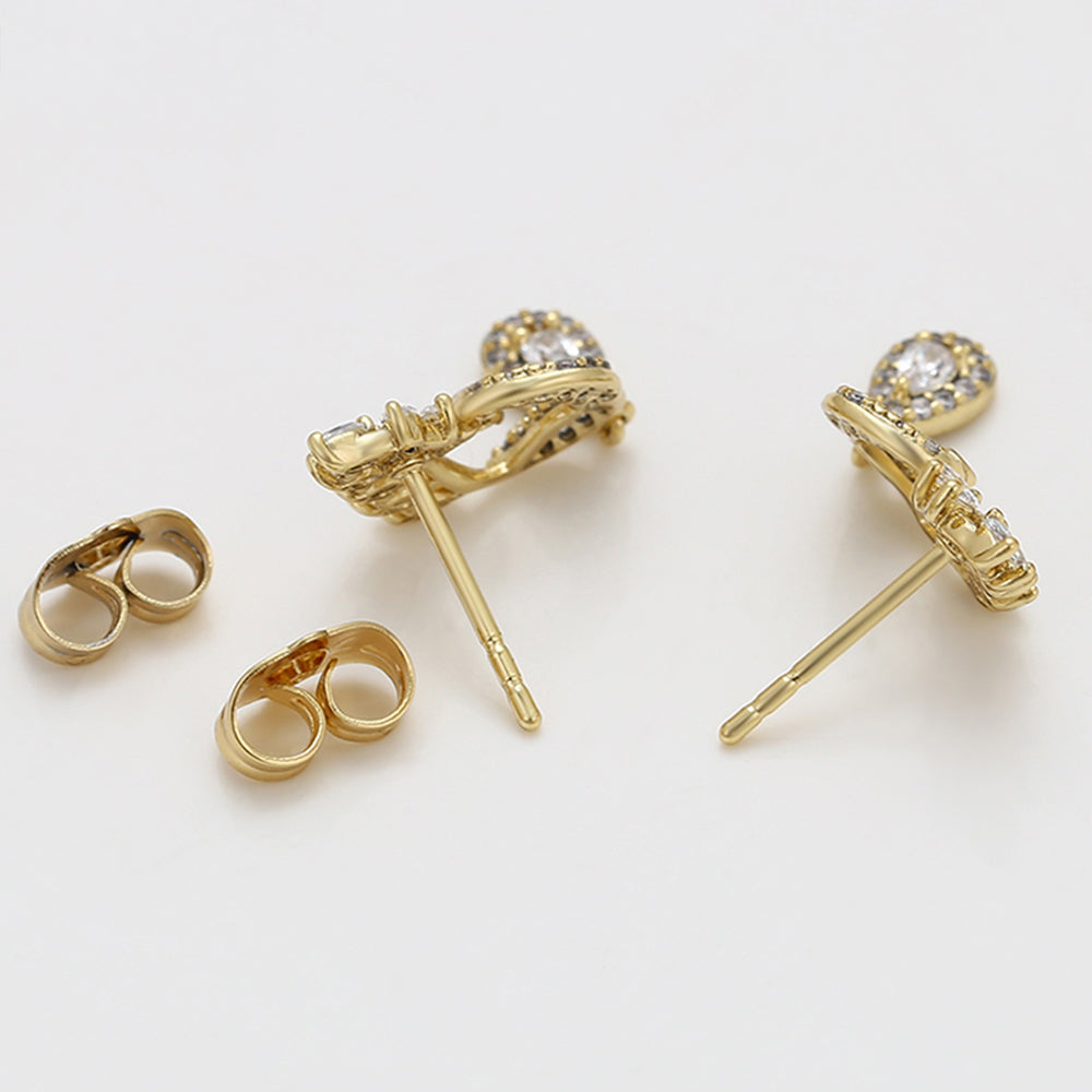 Pendientes de Aleación Bañado en Oro con Cristal Emporia® Blanco 5 