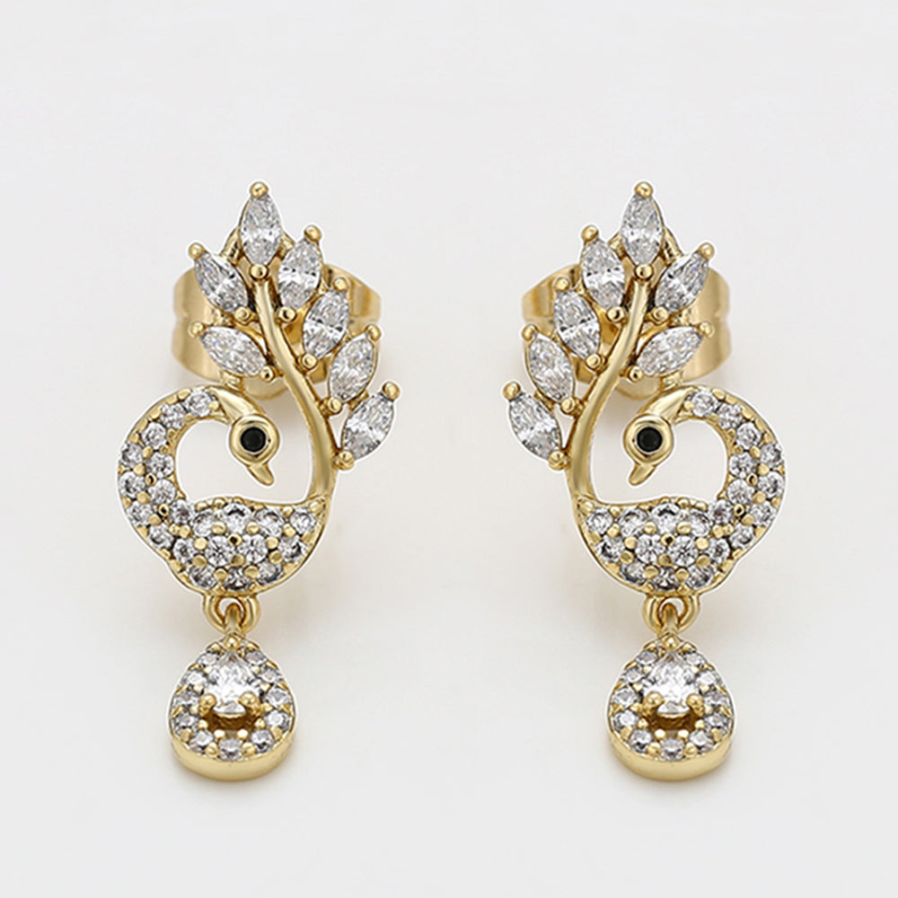 Pendientes de Aleación Bañado en Oro con Cristal Emporia® Blanco 6 