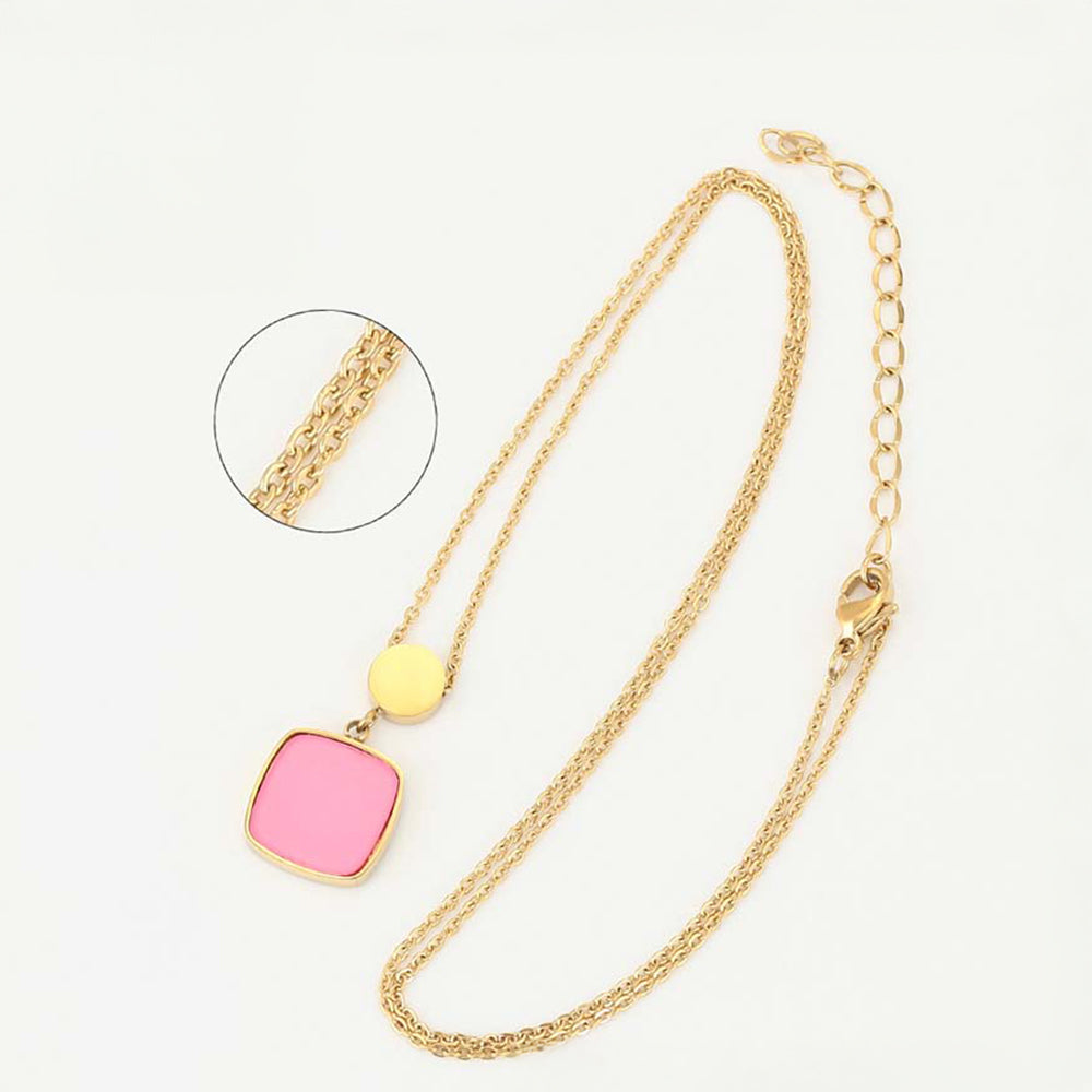 Collar de Aleación Bañado en Oro con Cristal Emporia® Rosa