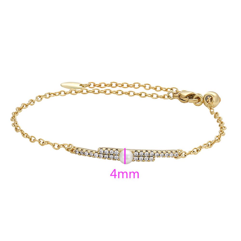 Pulsera de Aleación Bañado en Oro con Perla de cristal y Cristal Emporia® Blanco 2 