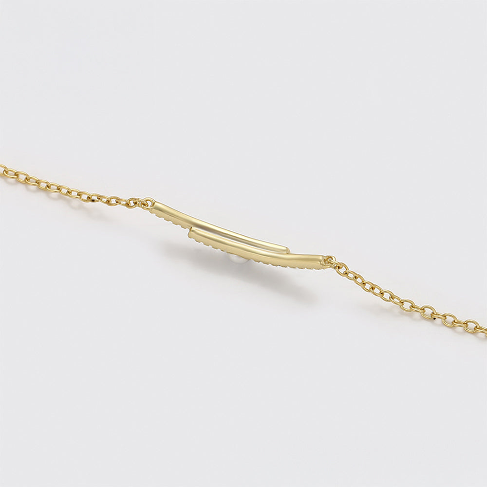 Pulsera de Aleación Bañado en Oro con Perla de cristal y Cristal Emporia® Blanco 4 