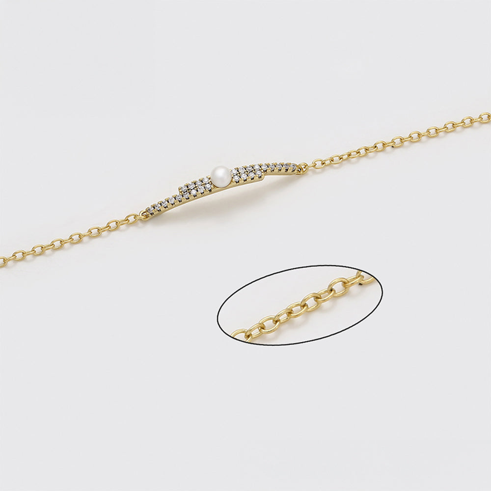 Pulsera de Aleación Bañado en Oro con Perla de cristal y Cristal Emporia® Blanco 6 