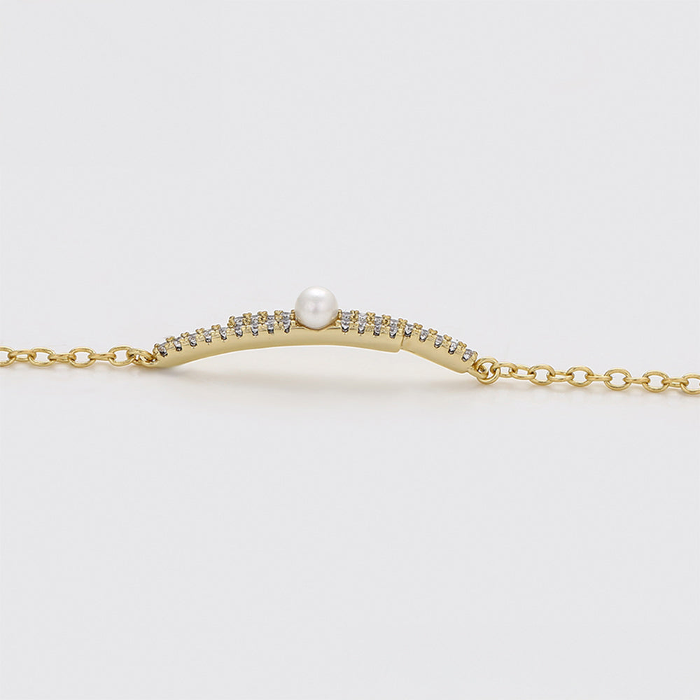 Pulsera de Aleación Bañado en Oro con Perla de cristal y Cristal Emporia® Blanco 8 