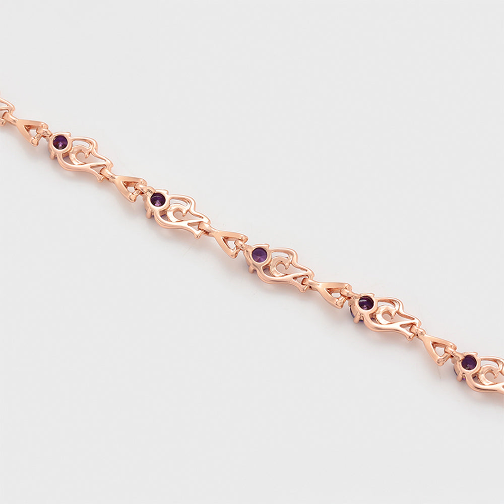 Pulsera de Aleación Bañado en Oro con Cristal Emporia® Púrpura 6 