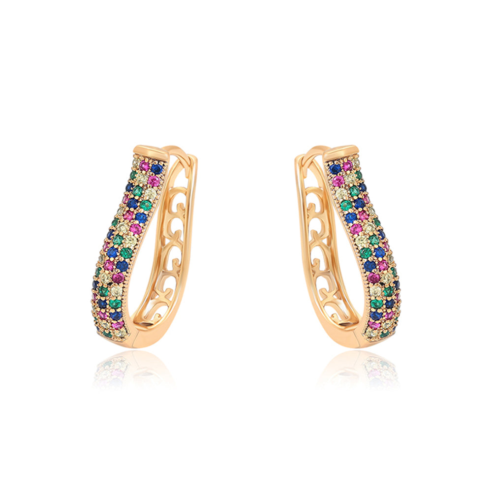 Pendientes de Aleación Bañado en Oro con Cristal Emporia® Rojo y Cristal Emporia® Azul 1 