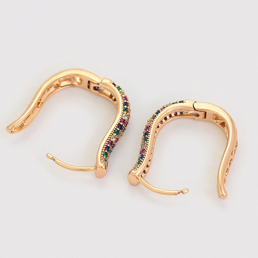 Pendientes de Aleación Bañado en Oro con Cristal Emporia® Rojo y Cristal Emporia® Azul 3 