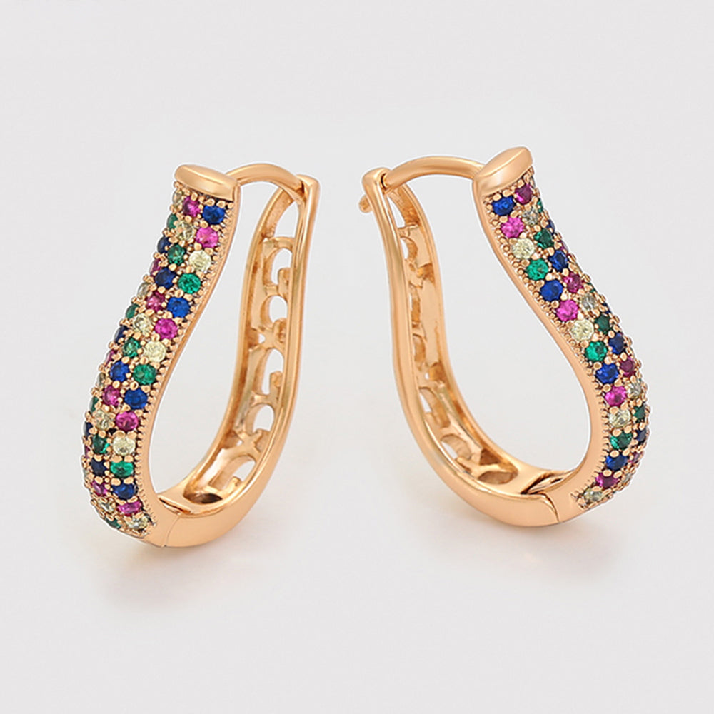 Pendientes de Aleación Bañado en Oro con Cristal Emporia® Rojo y Cristal Emporia® Azul 4 