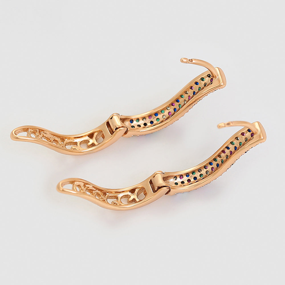 Pendientes de Aleación Bañado en Oro con Cristal Emporia® Rojo y Cristal Emporia® Azul 5 