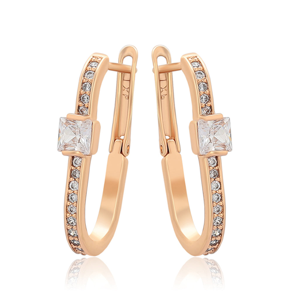 Pendientes de Aleación Bañado en Oro con Cristal Emporia® Blanco
