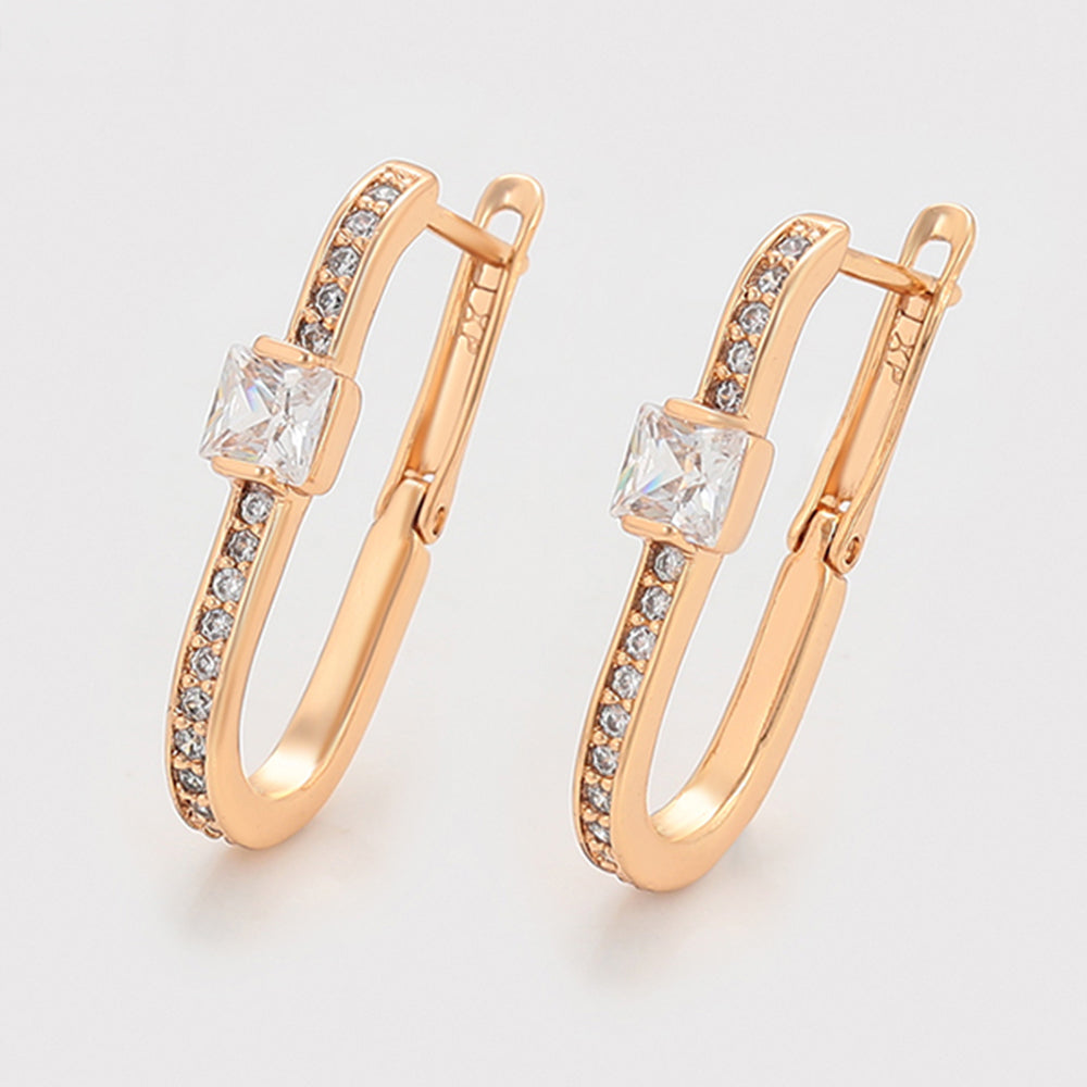 Pendientes de Aleación Bañado en Oro con Cristal Emporia® Blanco 3 