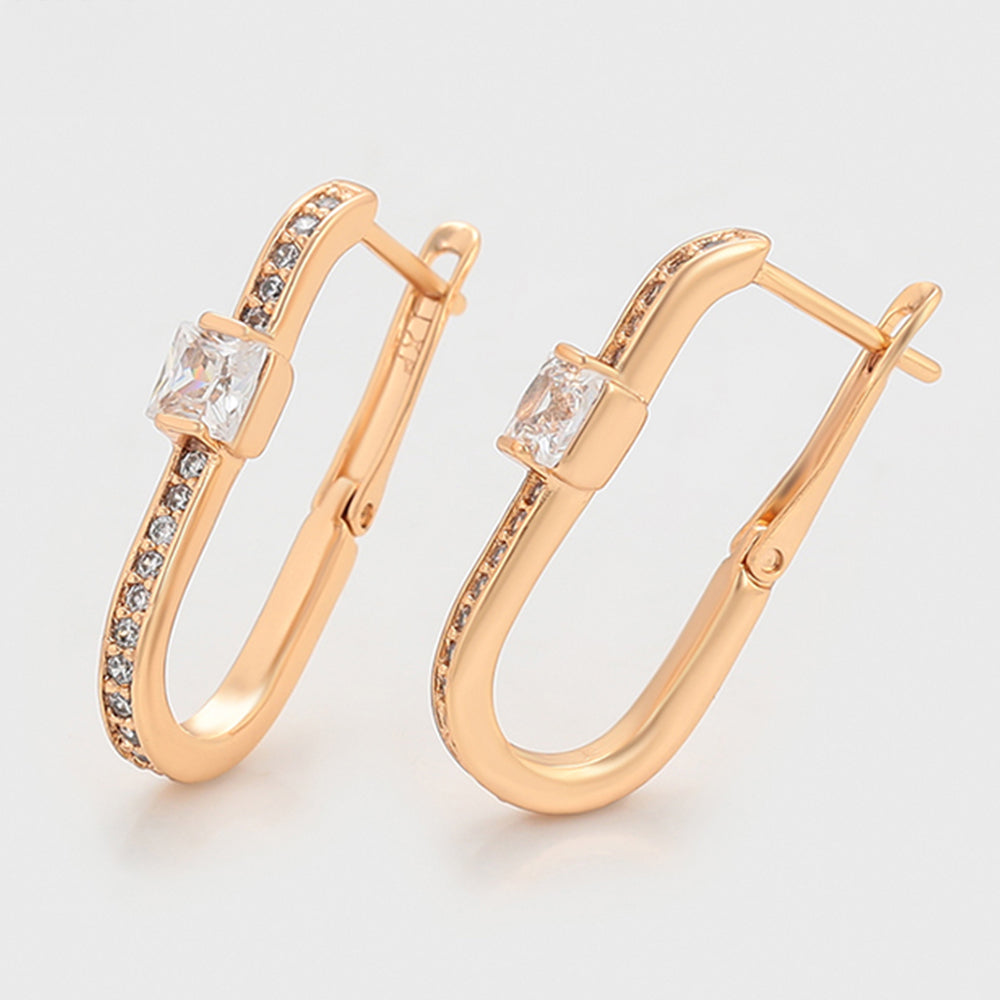 Pendientes de Aleación Bañado en Oro con Cristal Emporia® Blanco 6 