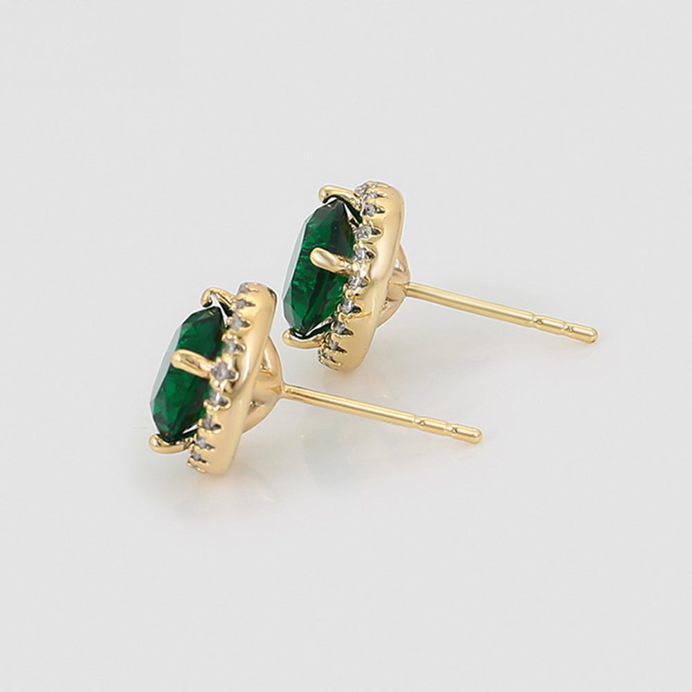 Pendientes de Aleación Bañado en Oro con Cristal Emporia® Verde y Cristal Emporia® Blanco