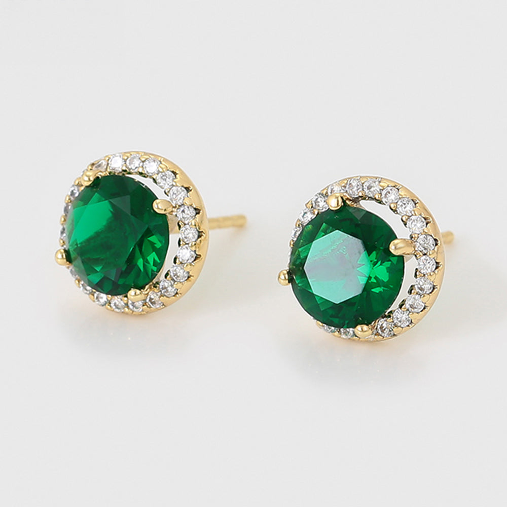 Pendientes de Aleación Bañado en Oro con Cristal Emporia® Verde y Cristal Emporia® Blanco