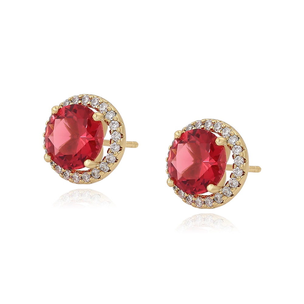 Pendientes de Aleación Bañado en Oro con Cristal Emporia® Rojo y Cristal Emporia® Blanco 1 