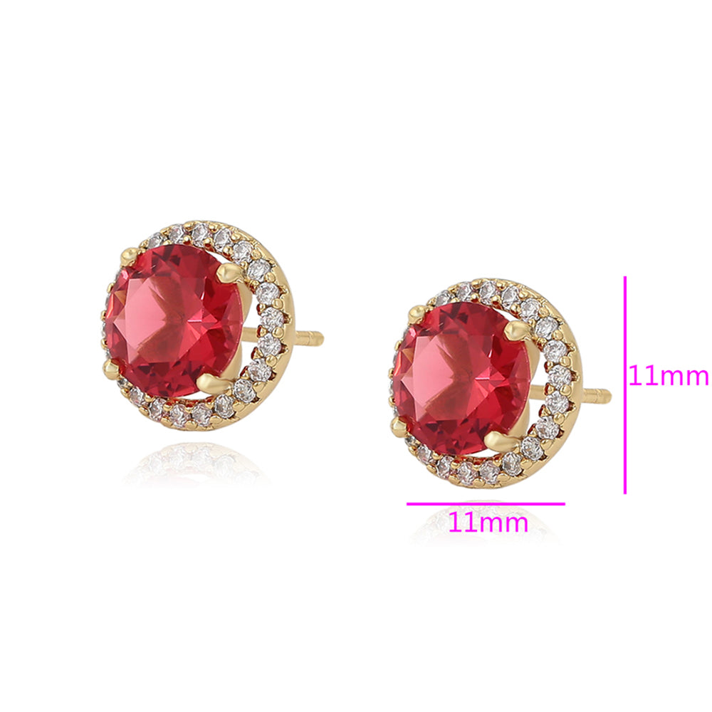Pendientes de Aleación Bañado en Oro con Cristal Emporia® Rojo y Cristal Emporia® Blanco 2 