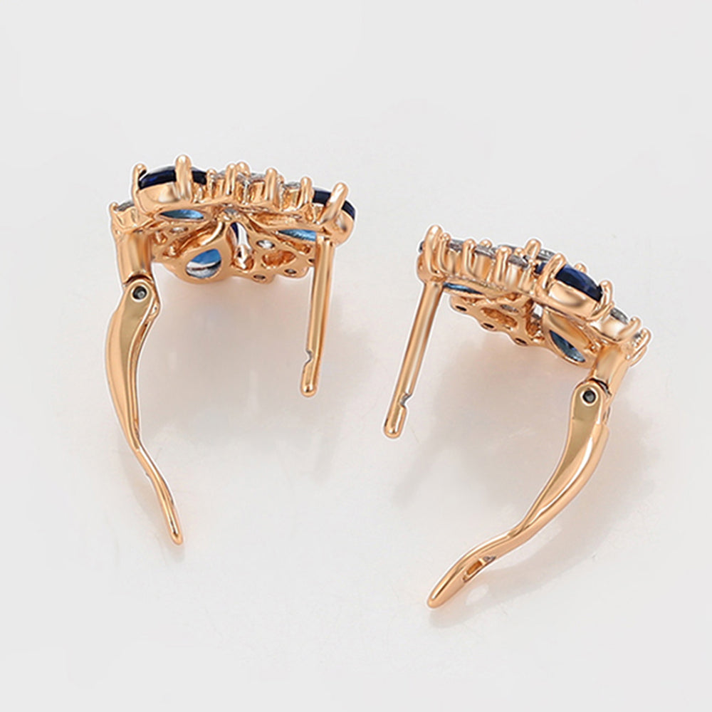 Pendientes de Aleación Bañado en Oro con Cristal Emporia® Azul y Cristal Emporia® Blanco 7 