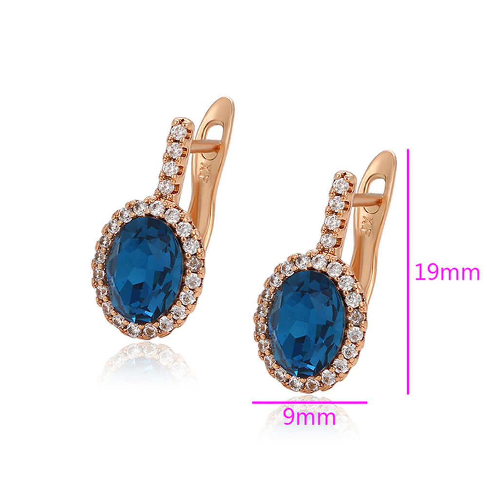 Pendientes de Aleación Bañado en Oro con Cristal Emporia® Azul y Cristal Emporia® Blanco