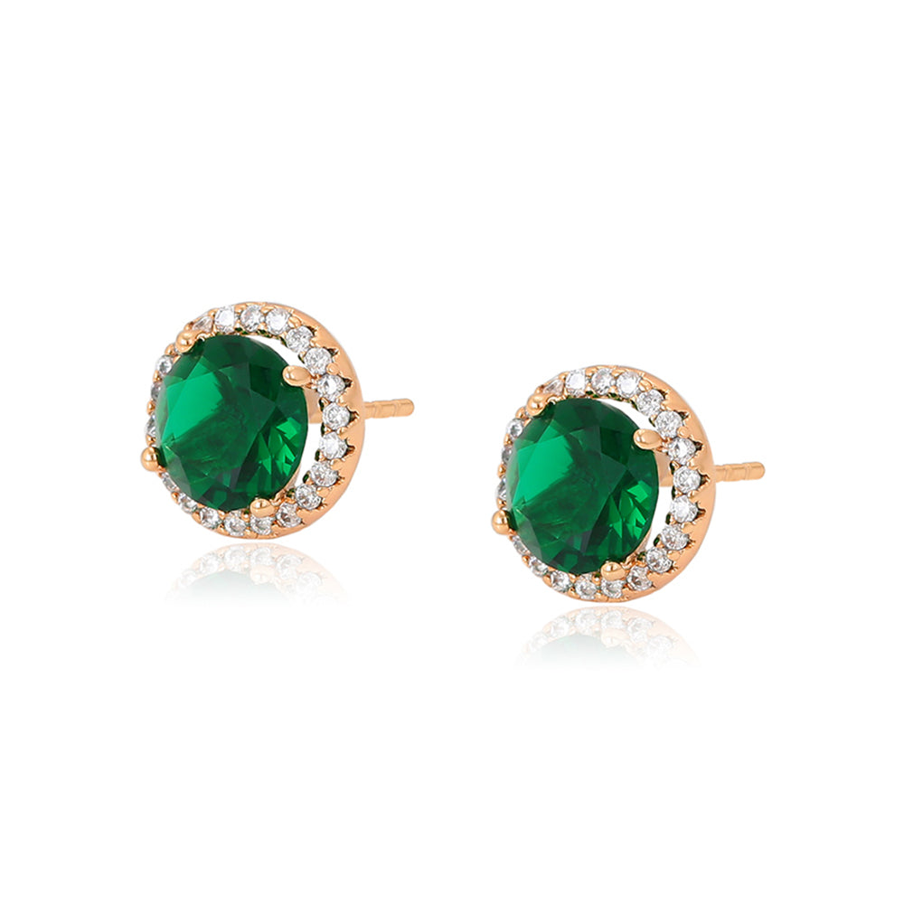 Pendientes de Aleación Bañado en Oro con Cristal Emporia® Verde y Cristal Emporia® Blanco 1 