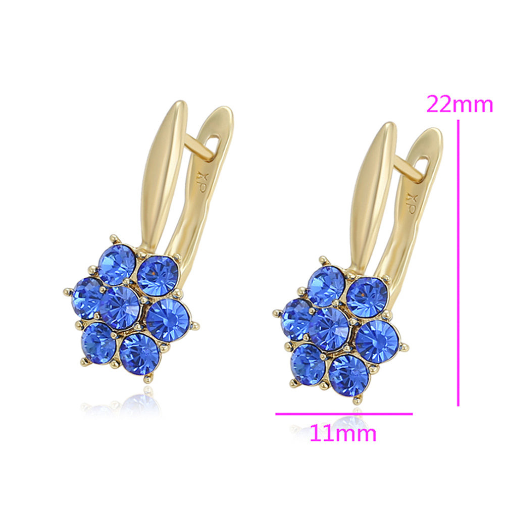 Pendientes de Aleación Bañado en Oro con Cristal Emporia® Azul 2 