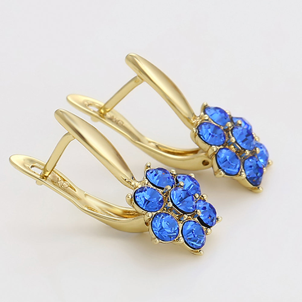Pendientes de Aleación Bañado en Oro con Cristal Emporia® Azul 3 