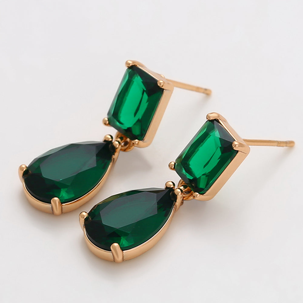 Pendientes de Aleación Bañado en Oro con Cristal Emporia® Verde 3 