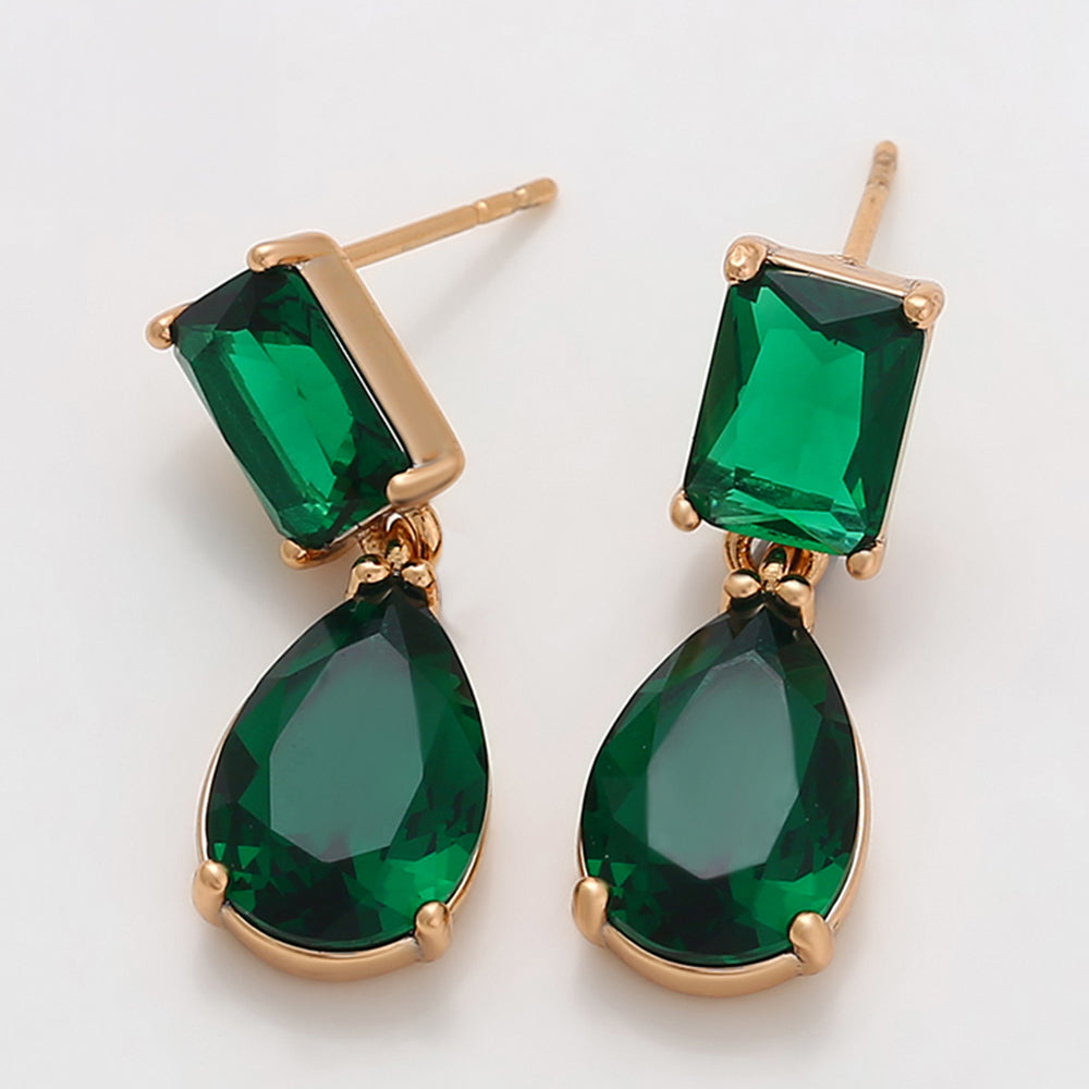 Pendientes de Aleación Bañado en Oro con Cristal Emporia® Verde 6 