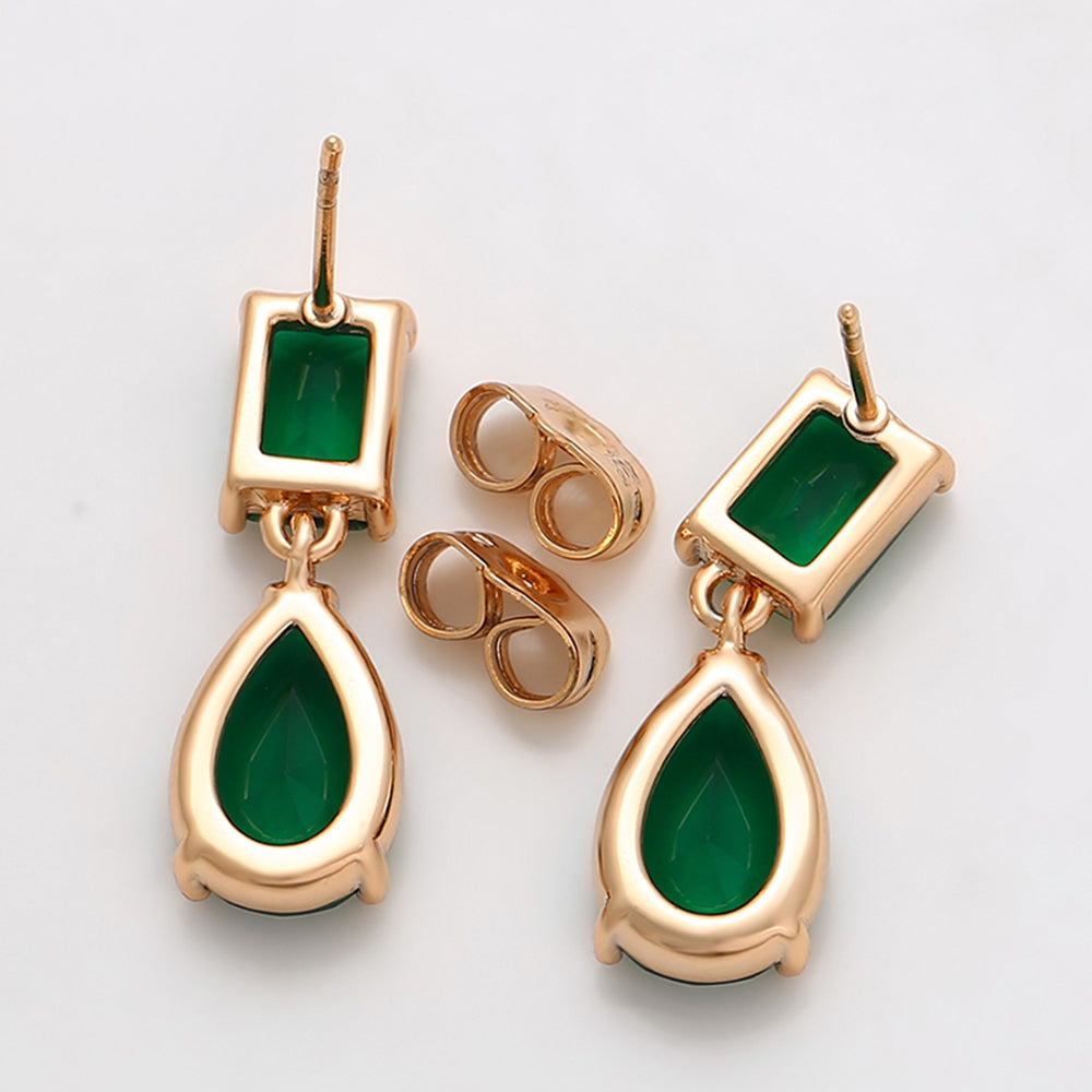 Pendientes de Aleación Bañado en Oro con Cristal Emporia® Verde 7 