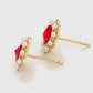 Pendientes de Aleación Bañado en Oro con Perla de cristal y Cristal Emporia® Rojo