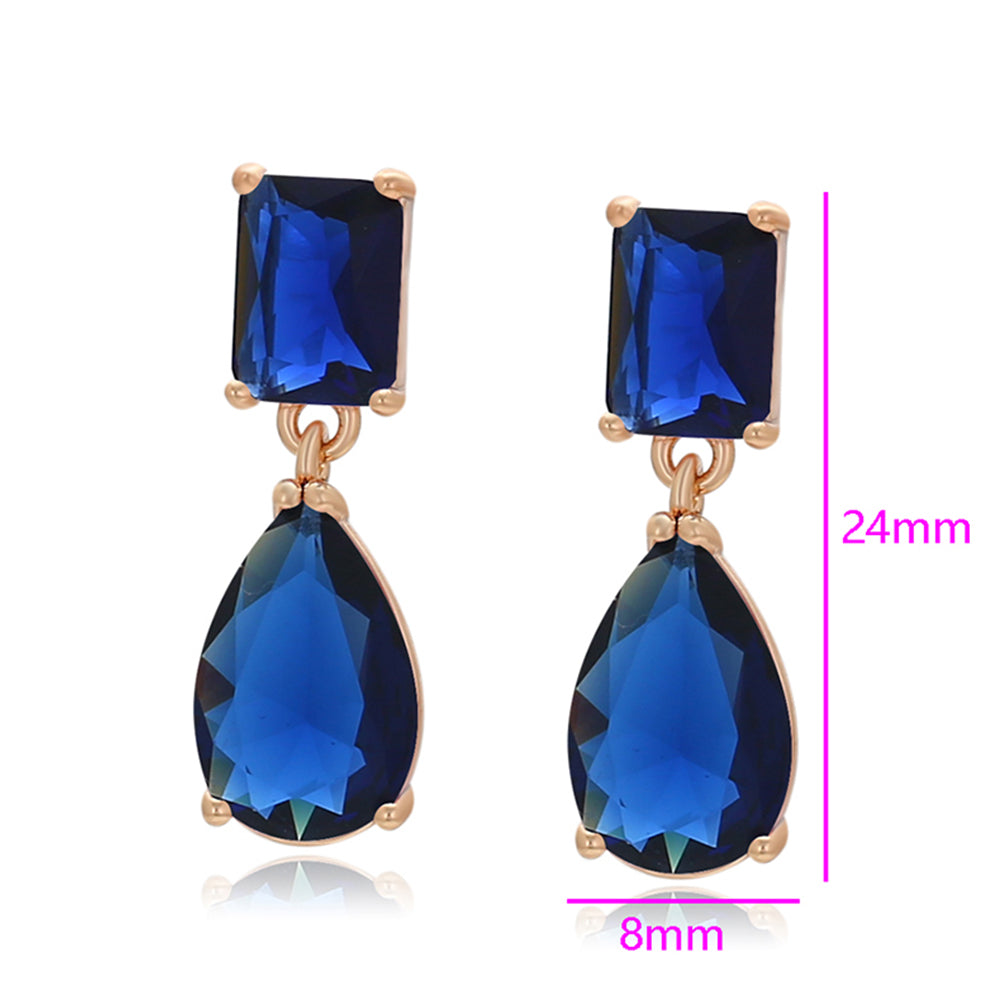 Pendientes de Aleación Bañado en Oro con Cristal Emporia® Azul 2 