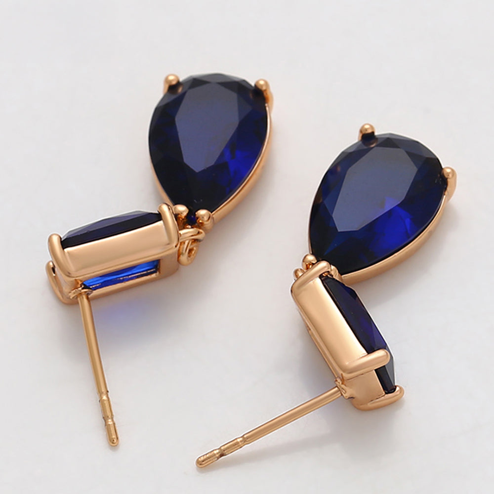 Pendientes de Aleación Bañado en Oro con Cristal Emporia® Azul