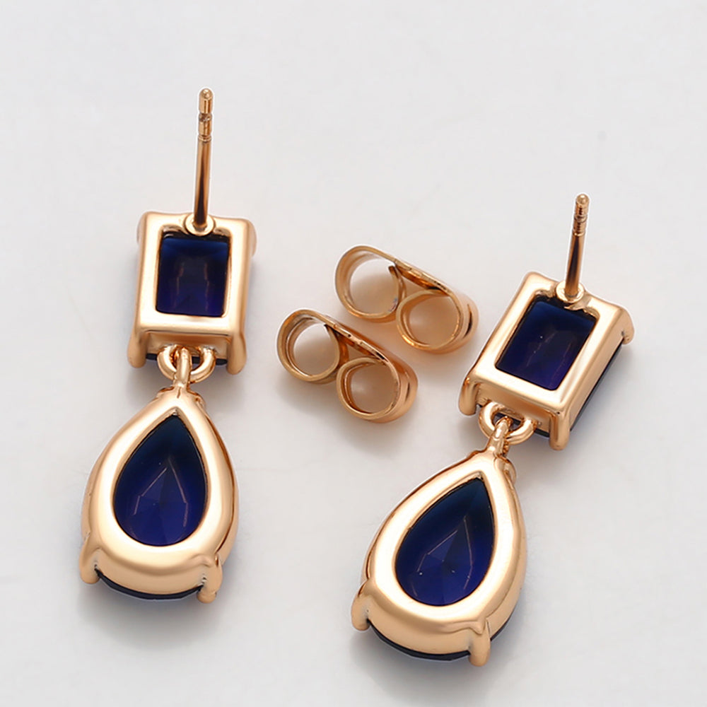 Pendientes de Aleación Bañado en Oro con Cristal Emporia® Azul