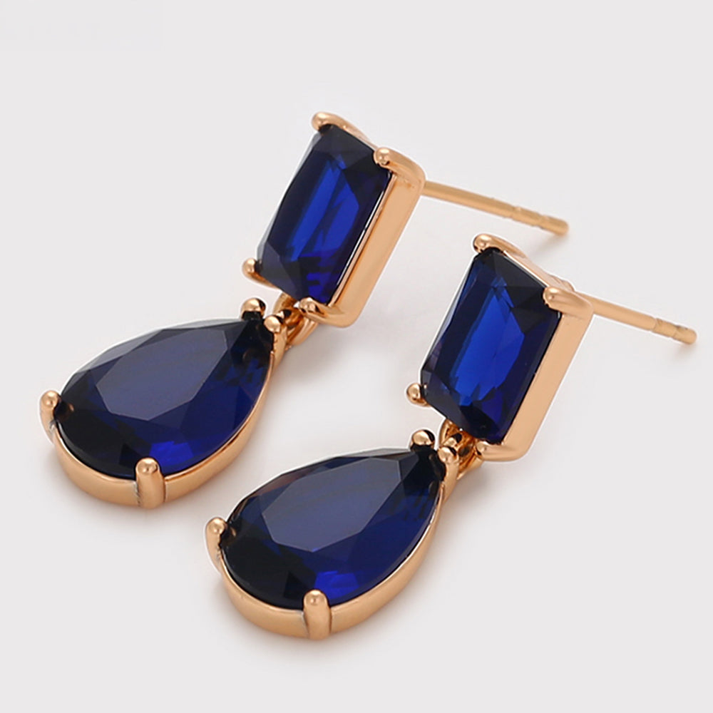 Pendientes de Aleación Bañado en Oro con Cristal Emporia® Azul