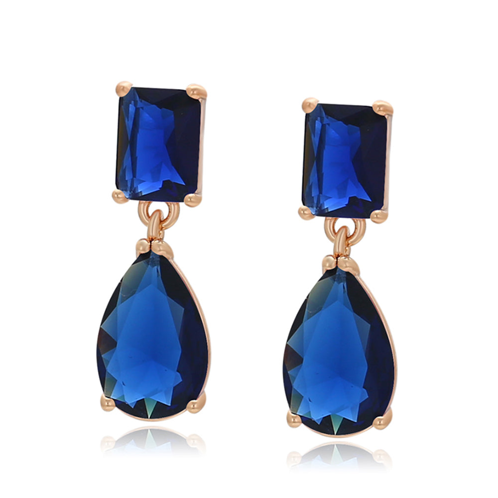 Pendientes de Aleación Bañado en Oro con Cristal Emporia® Azul 1 