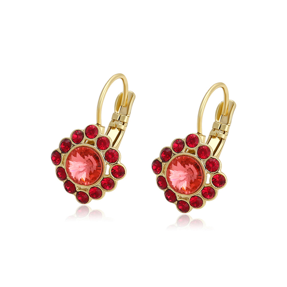Pendientes de Aleación Bañado en Oro con Cristal Emporia® Rojo
