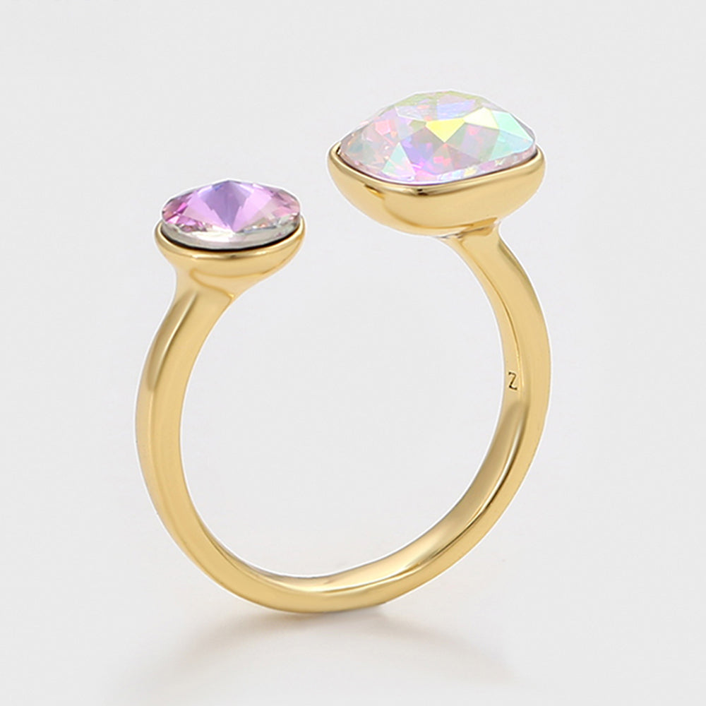 Anillo de Aleación Bañado en Oro con Cristal Emporia® Púrpura y Cristal Emporia® Blanco 7 