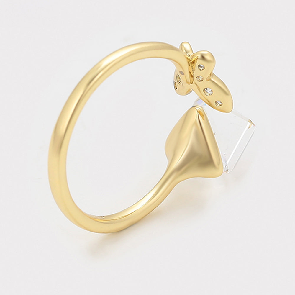 Anillo de Aleación Bañado en Oro con Cristal Emporia® Blanco