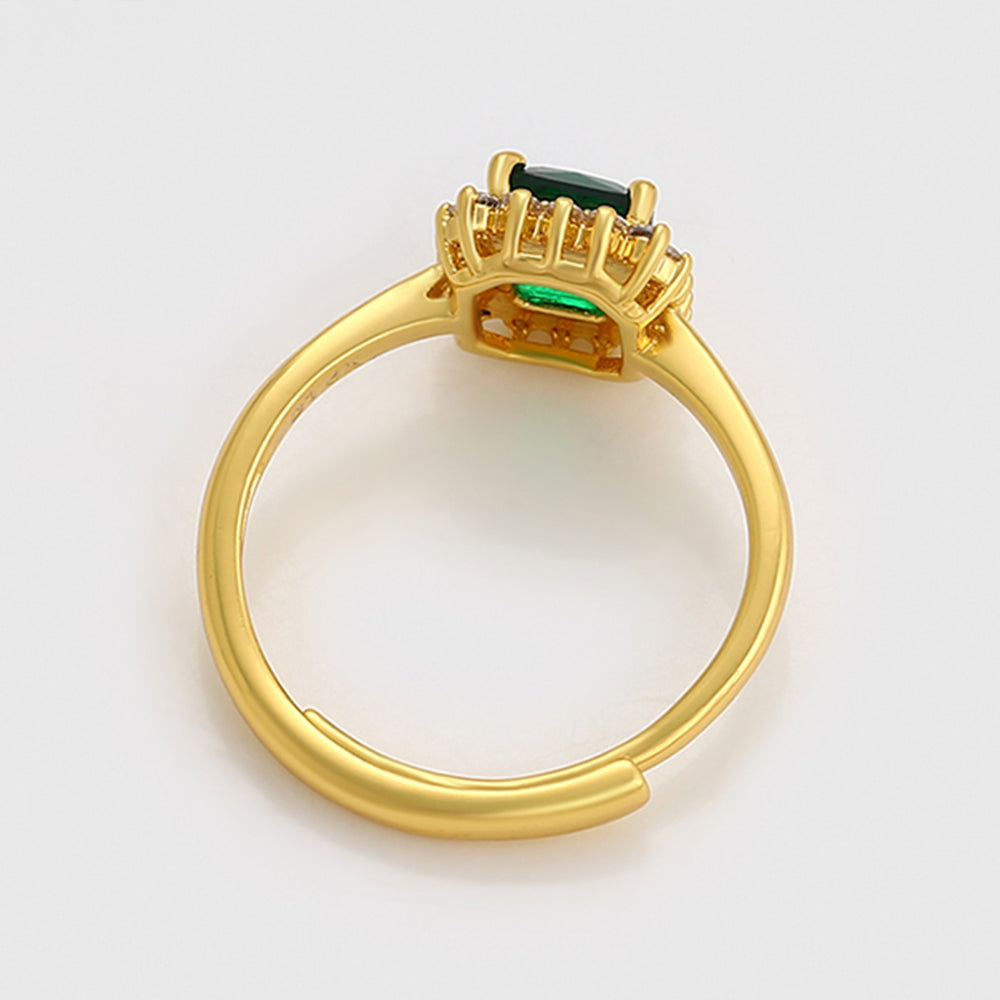 Anillo de Aleación Bañado en Oro con Cristal Emporia® Verde y Cristal Emporia® Blanco 3 