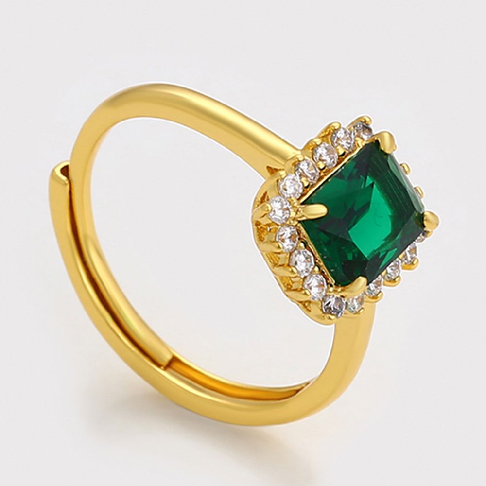 Anillo de Aleación Bañado en Oro con Cristal Emporia® Verde y Cristal Emporia® Blanco 7 