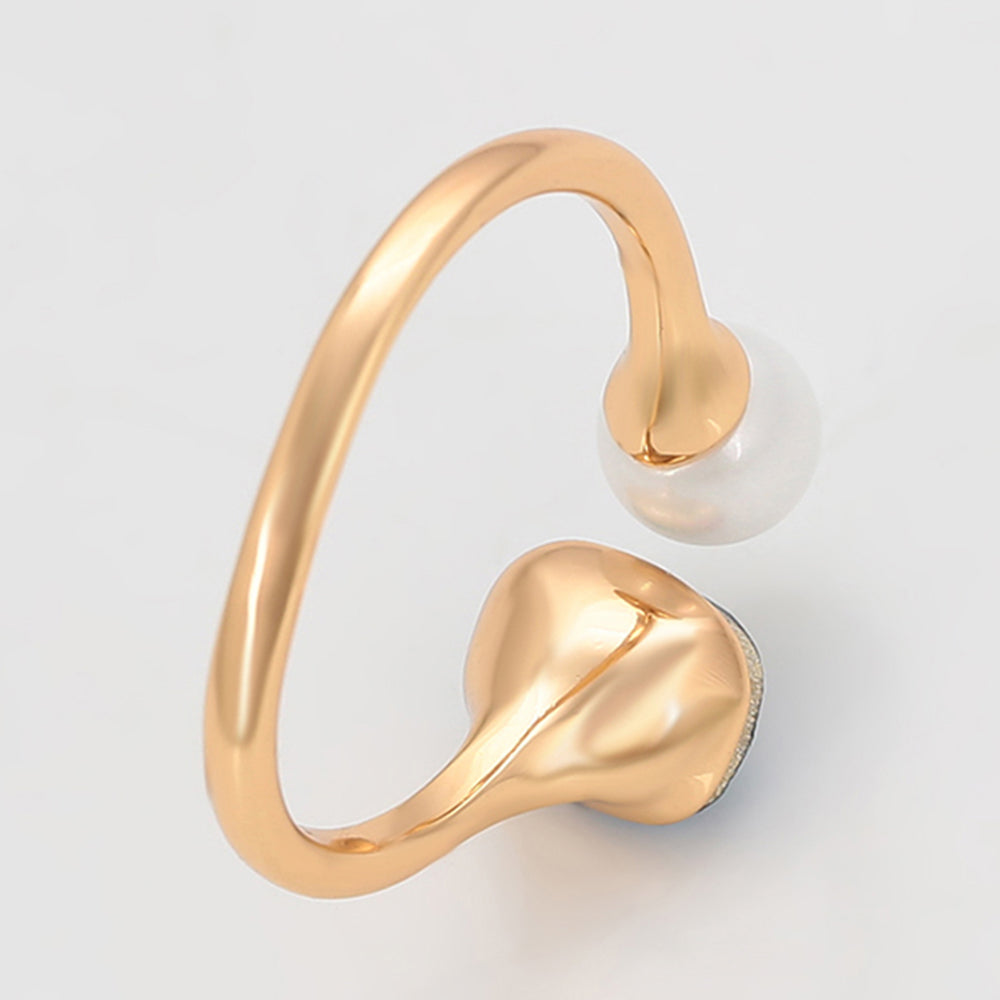Anillo de Aleación Bañado en Oro con Perla de cristal y Cristal Emporia® Azul 5 