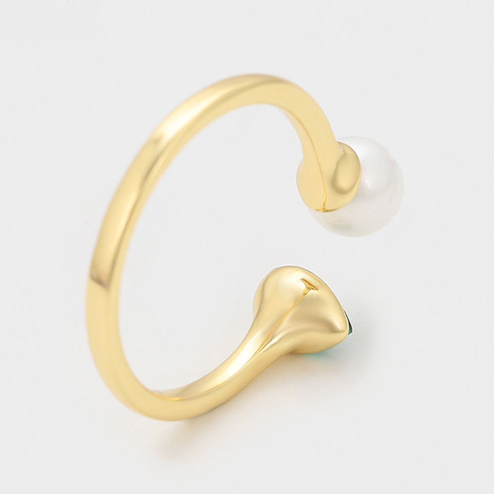 Anillo de Aleación Bañado en Oro con Perla de cristal y Cristal Emporia® Verde 3 