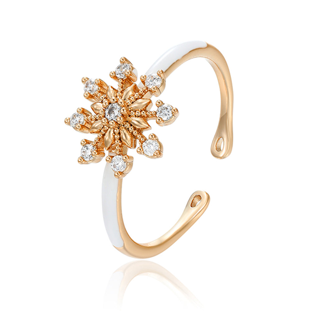 Anillo de Aleación Bañado en Oro con Cristal Emporia® Blanco y Esmalte 1 