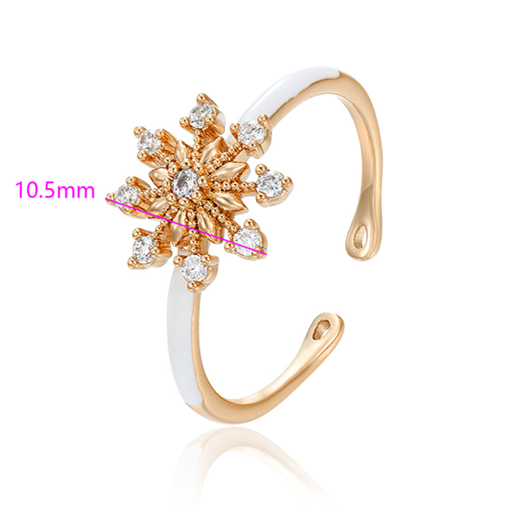 Anillo de Aleación Bañado en Oro con Cristal Emporia® Blanco y Esmalte 2 