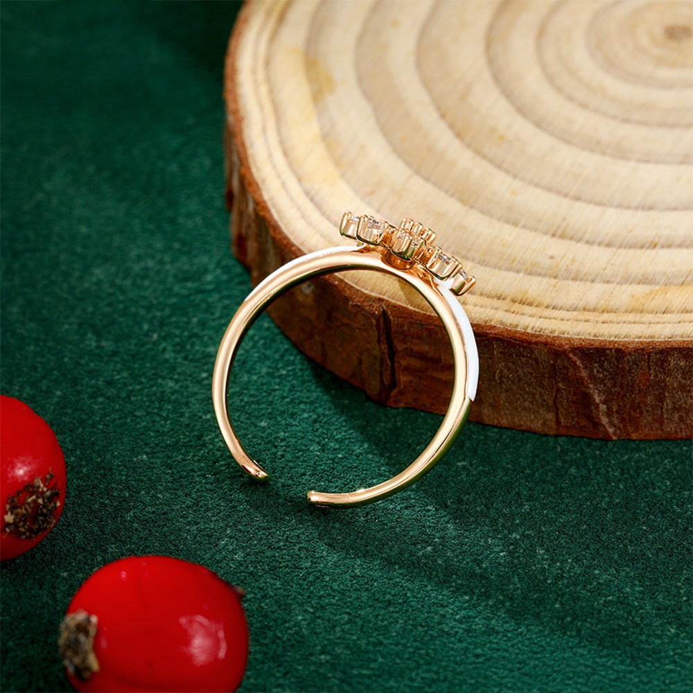 Anillo de Aleación Bañado en Oro con Cristal Emporia® Blanco y Esmalte