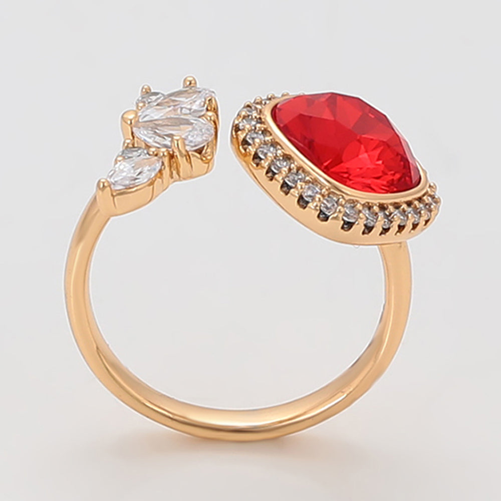 Anillo de Aleación Bañado en Oro con Cristal Emporia® Rojo y Cristal Emporia® Blanco 4 