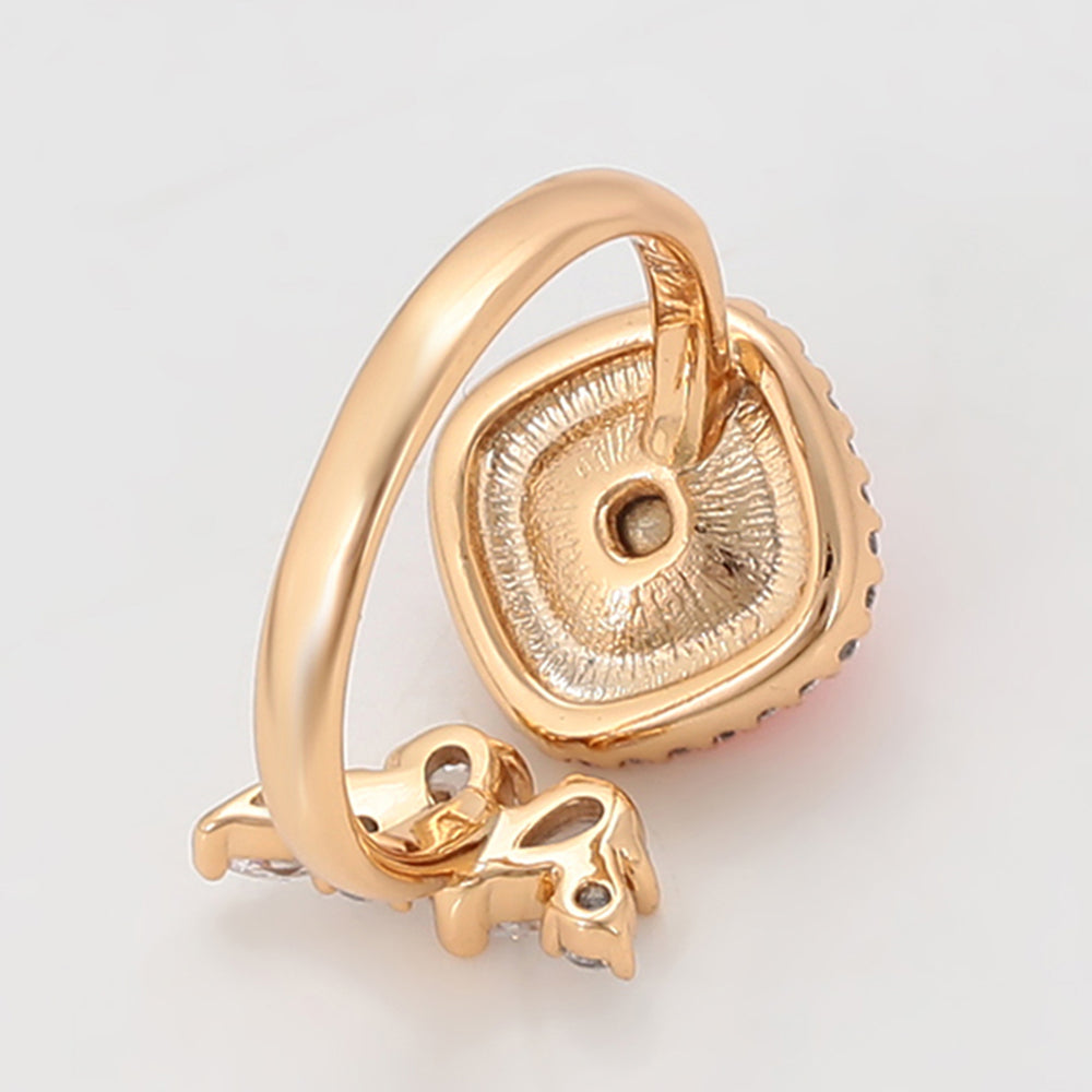 Anillo de Aleación Bañado en Oro con Cristal Emporia® Rojo y Cristal Emporia® Blanco 7 