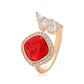 Anillo de Aleación Bañado en Oro con Cristal Emporia® Rojo y Cristal Emporia® Blanco