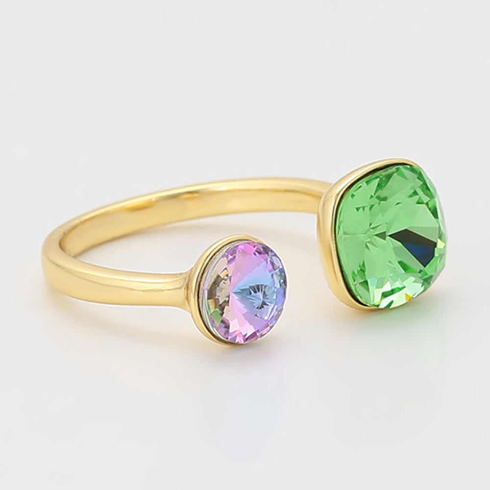 Anillo de Aleación Bañado en Oro con Cristal Emporia® Verde y Cristal Emporia® Púrpura 4 