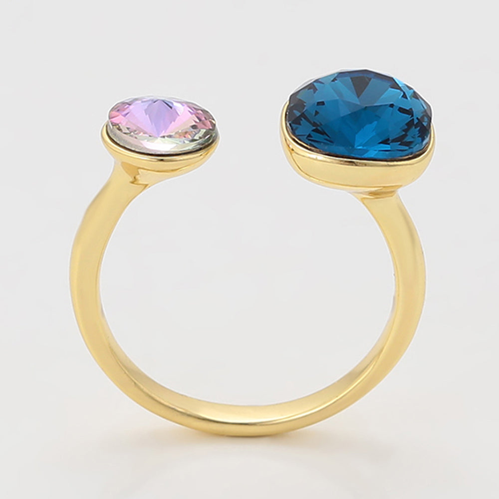 Anillo de Aleación Bañado en Oro con Cristal Emporia® Púrpura y Cristal Emporia® Azul