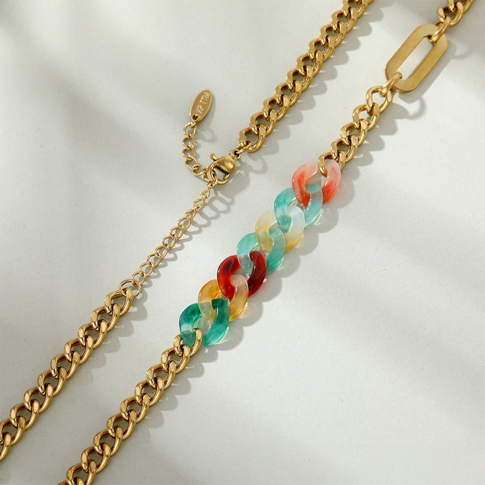 Collar de Aleación Bañado en Oro con Cristal Emporia® Rojo y Cristal Emporia® Azul 6 